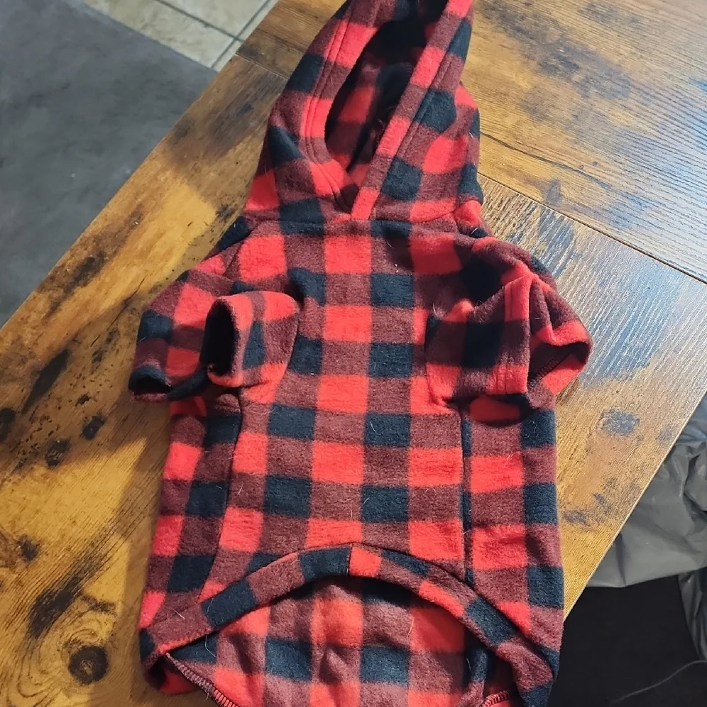 Dogs Red and Black Plaid Hooded Sweatshirt